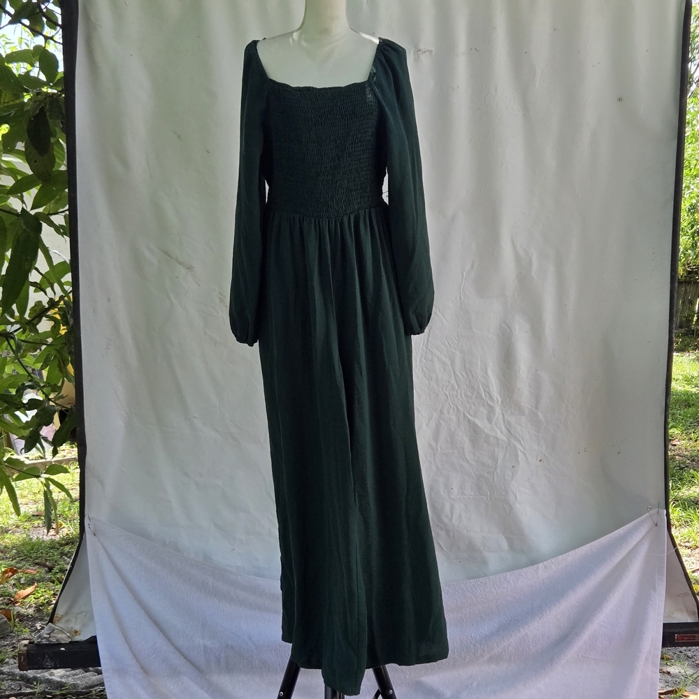 DOKOTOO Chic Forest Green Jumpsuit with Square Neckline - Picture 2 of 10